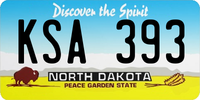 ND license plate KSA393