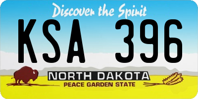 ND license plate KSA396