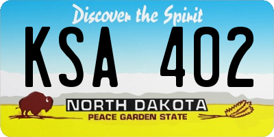 ND license plate KSA402