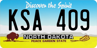 ND license plate KSA409