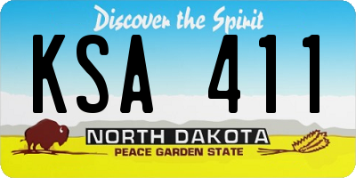 ND license plate KSA411