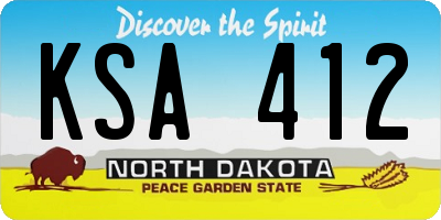 ND license plate KSA412