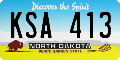 ND license plate KSA413
