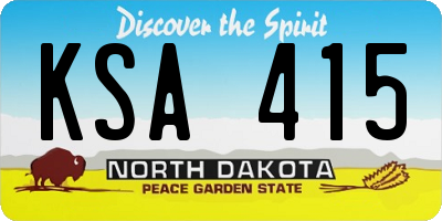ND license plate KSA415
