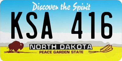 ND license plate KSA416