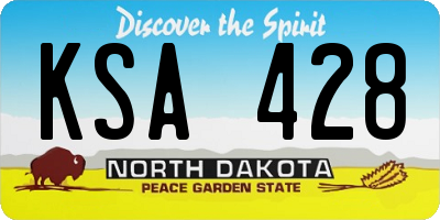 ND license plate KSA428
