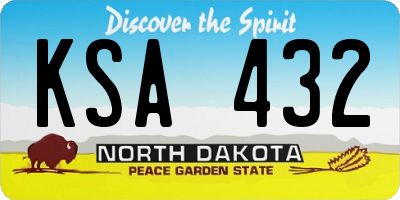 ND license plate KSA432