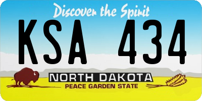 ND license plate KSA434