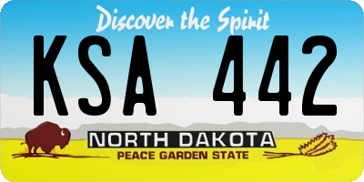 ND license plate KSA442