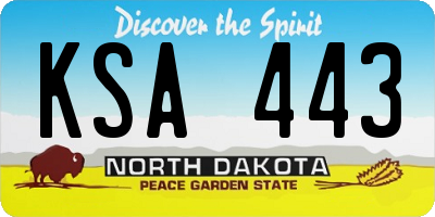 ND license plate KSA443