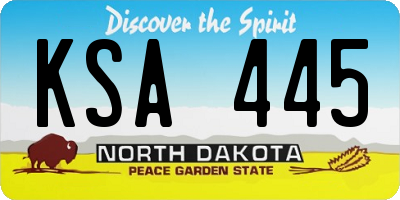 ND license plate KSA445