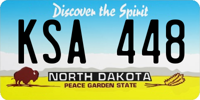 ND license plate KSA448