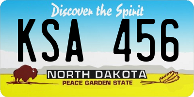 ND license plate KSA456