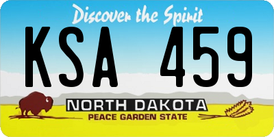 ND license plate KSA459