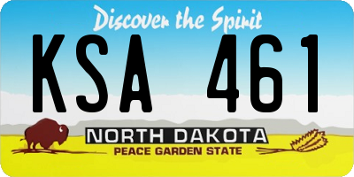 ND license plate KSA461