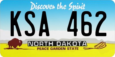 ND license plate KSA462