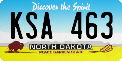 ND license plate KSA463