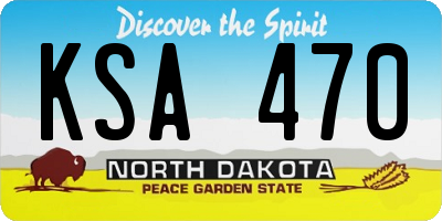ND license plate KSA470