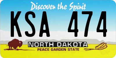 ND license plate KSA474