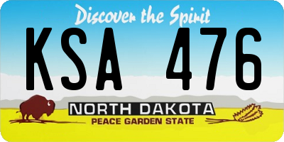 ND license plate KSA476
