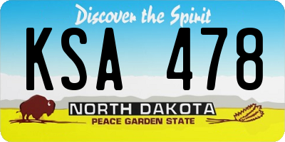 ND license plate KSA478