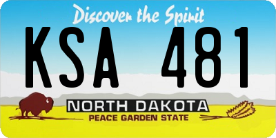 ND license plate KSA481