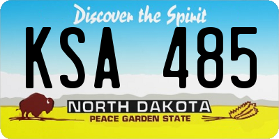 ND license plate KSA485