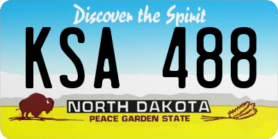 ND license plate KSA488
