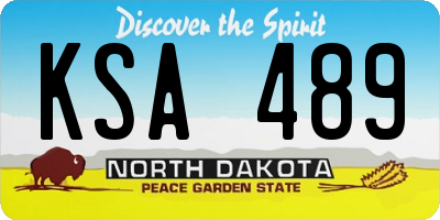 ND license plate KSA489