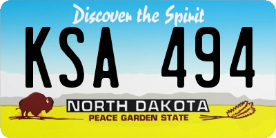 ND license plate KSA494