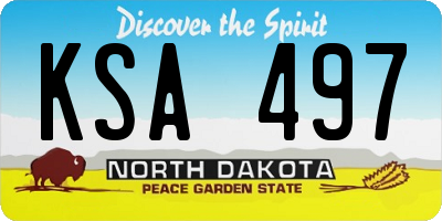 ND license plate KSA497