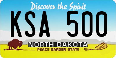 ND license plate KSA500