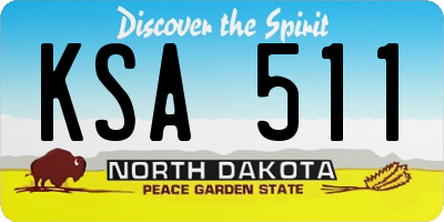 ND license plate KSA511