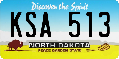 ND license plate KSA513
