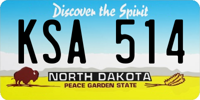 ND license plate KSA514
