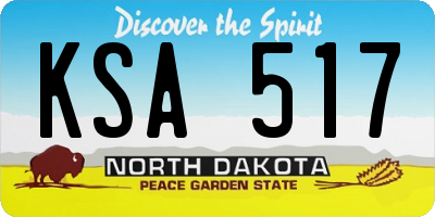 ND license plate KSA517