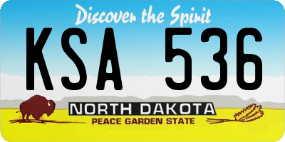 ND license plate KSA536