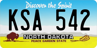ND license plate KSA542