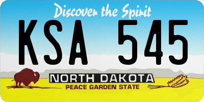 ND license plate KSA545