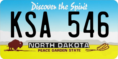 ND license plate KSA546