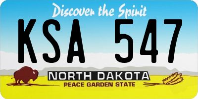 ND license plate KSA547