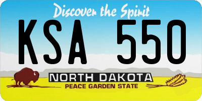 ND license plate KSA550