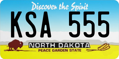 ND license plate KSA555