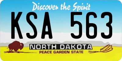 ND license plate KSA563