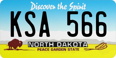 ND license plate KSA566