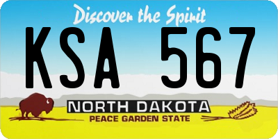 ND license plate KSA567