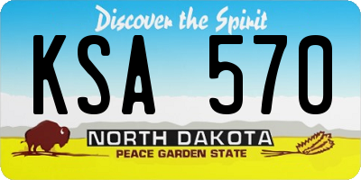 ND license plate KSA570