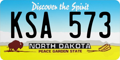ND license plate KSA573