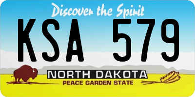 ND license plate KSA579