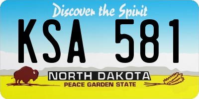 ND license plate KSA581